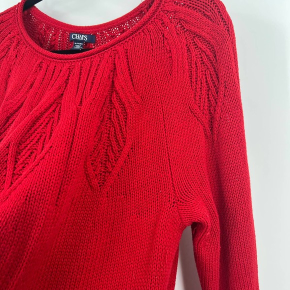 Chaps Vintage Red Knit Sweater Popover Scoop Neckline Textured 3D Women's XL - Picture 8 of 9